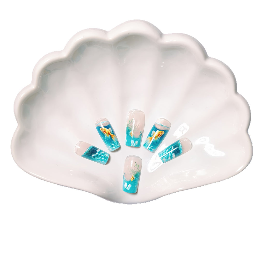 Artificial nails with Lively Water World motif Kalsten