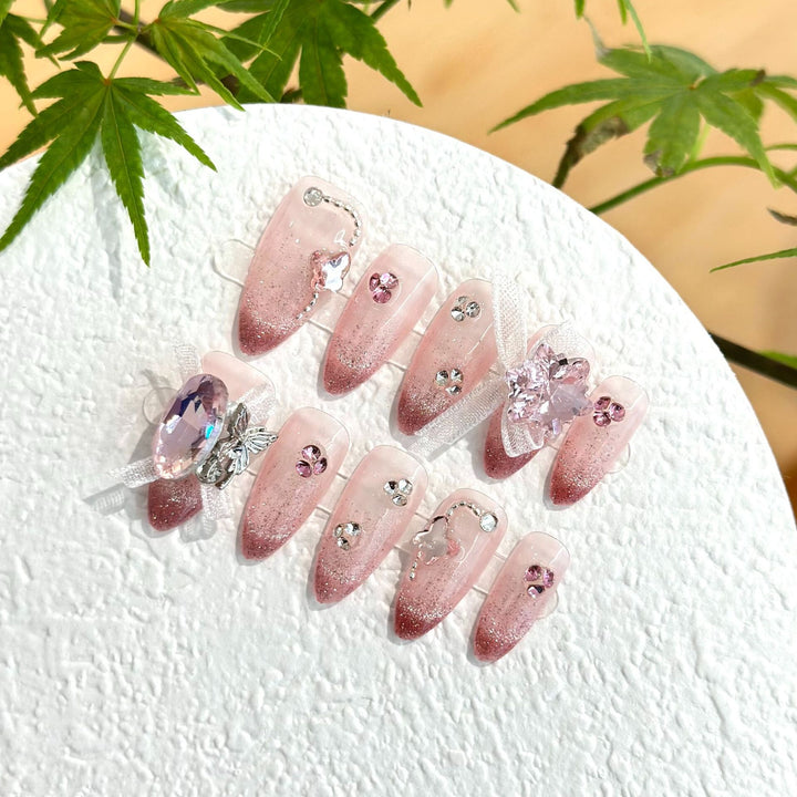 Glamorous Rhinestone-Accent Press-On Nail Set