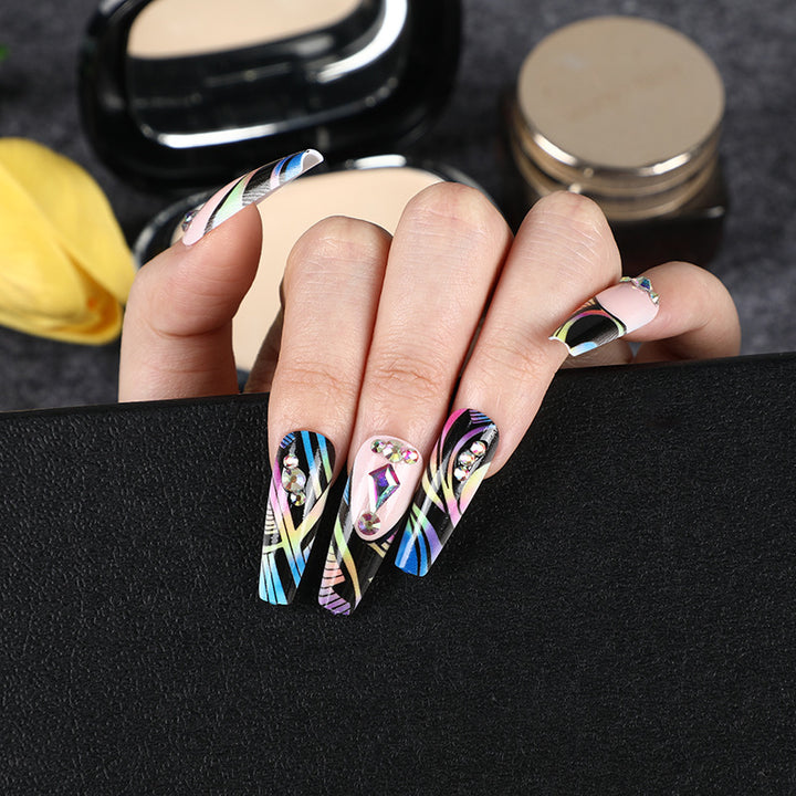 Artificial nail tips with colorful abstract design Kalsten