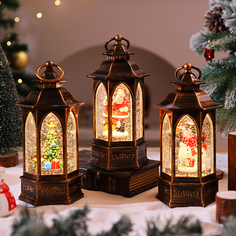 Nostalgic Christmas lantern with snowman scene Kalsten
