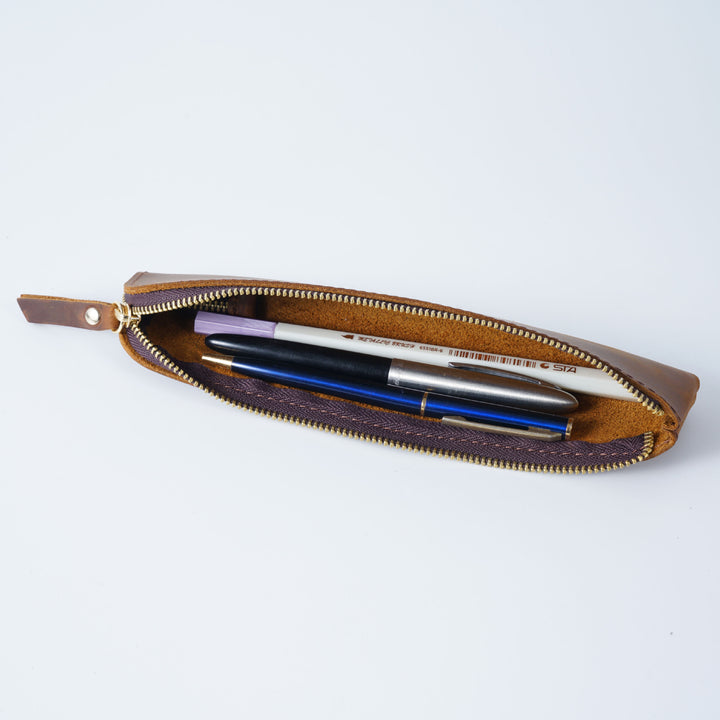 Leather Zippered Pencil Case  1790590109