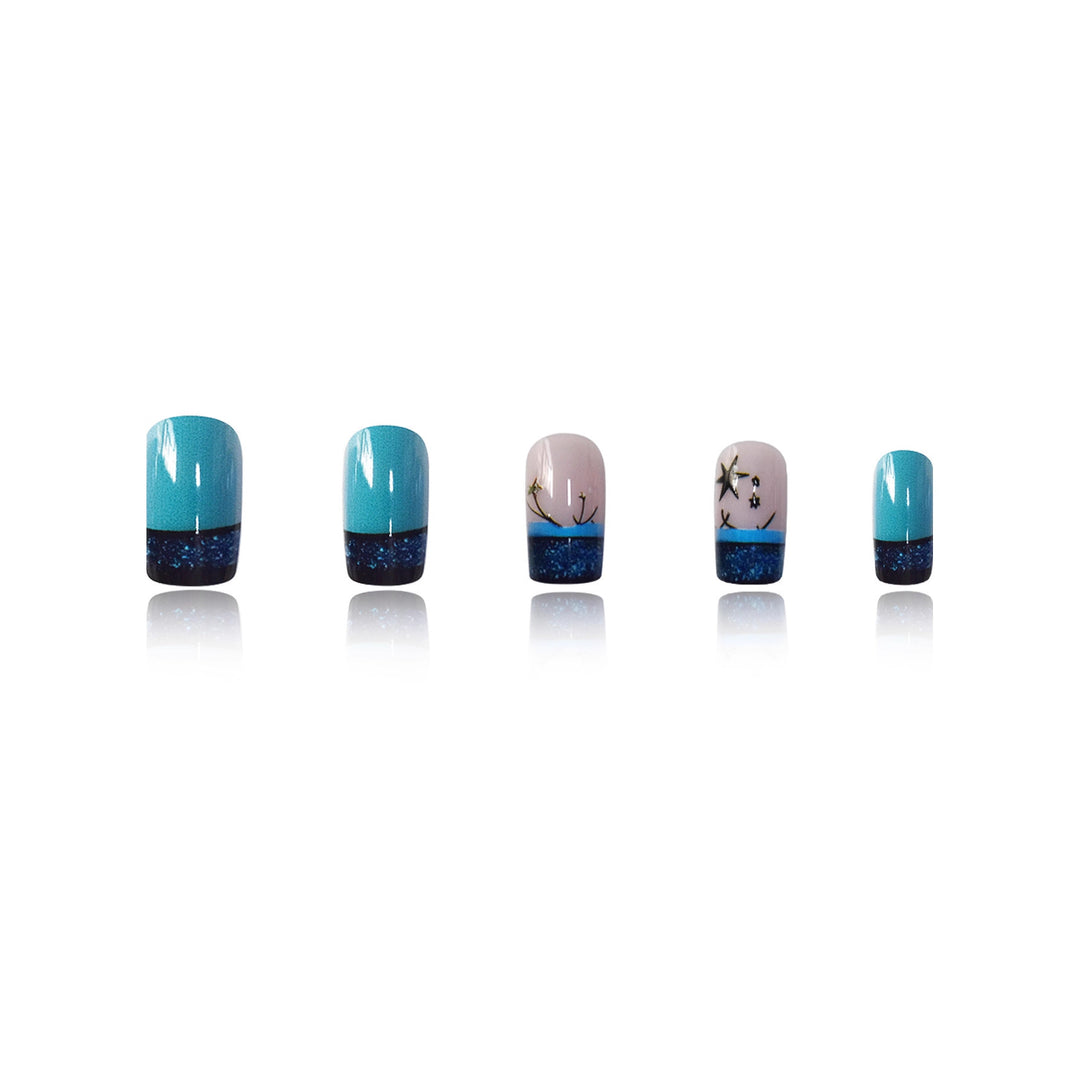 Decorative Glittery Star-Accented Press-On Nail Set Kalsten