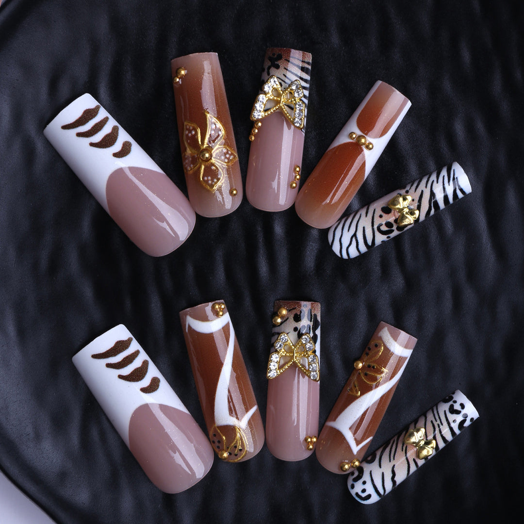 Artificial nails with unique animal and flower motifs Kalsten