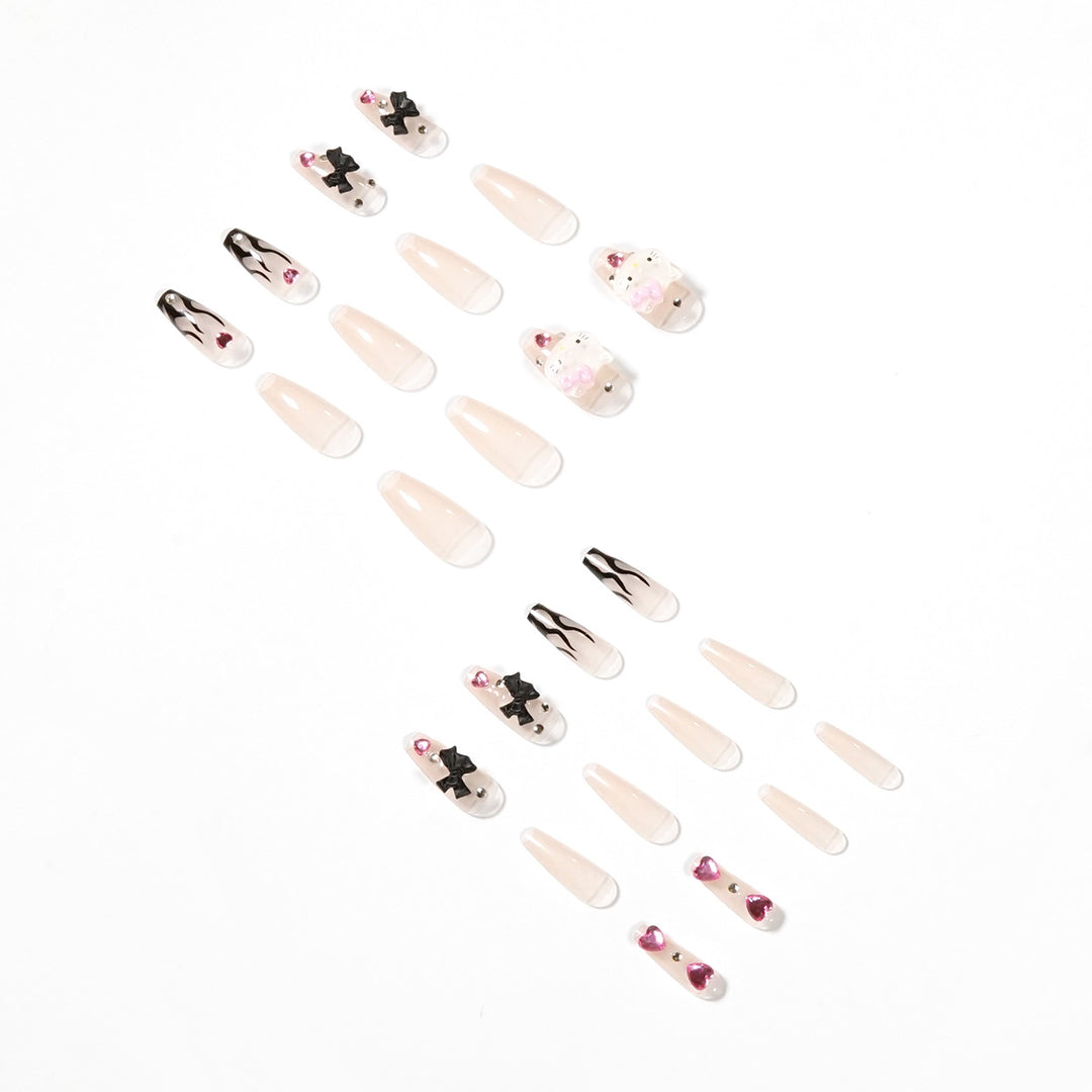 Artful nail extensions with Hello Kitty and floral accents Kalsten