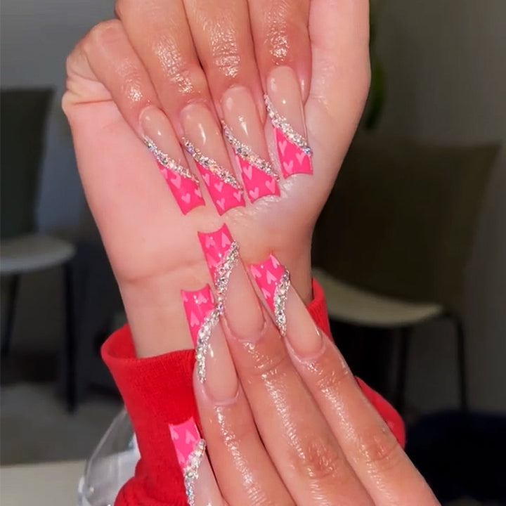 Pearl Accent Long Stiletto Nail Extensions