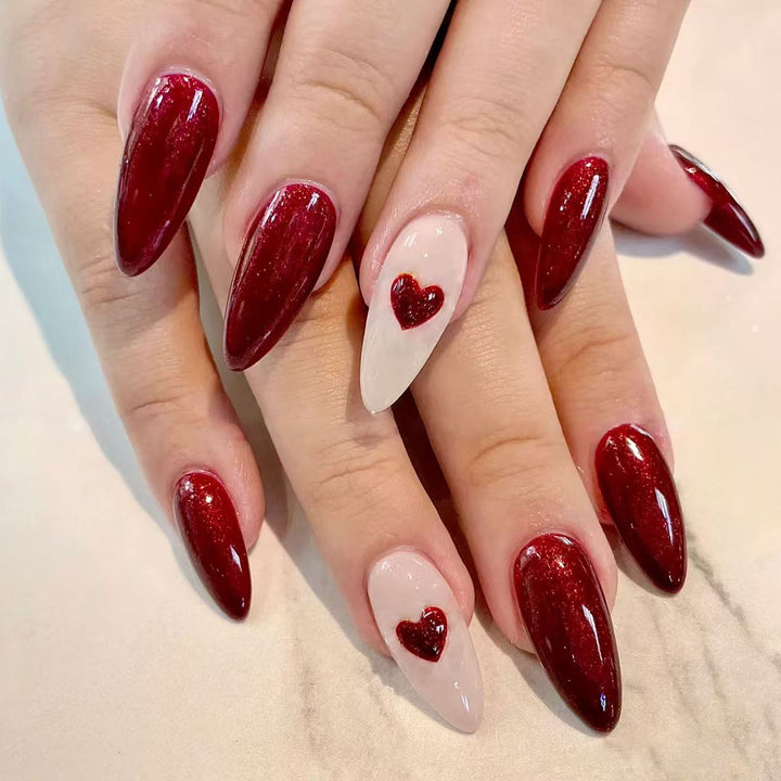 Heart Adorned Gel Nail Art