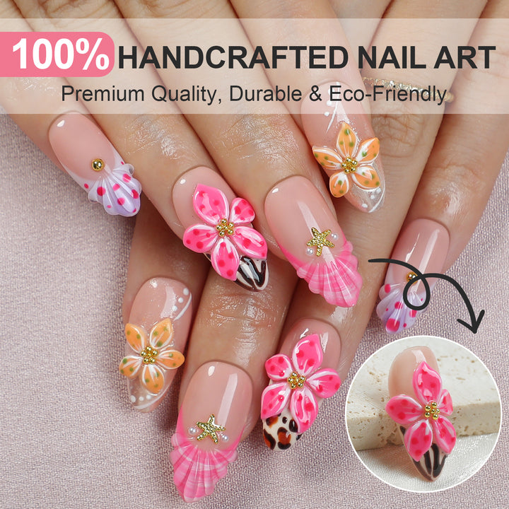 Creative nail art set with blooming floral elements Kalsten
