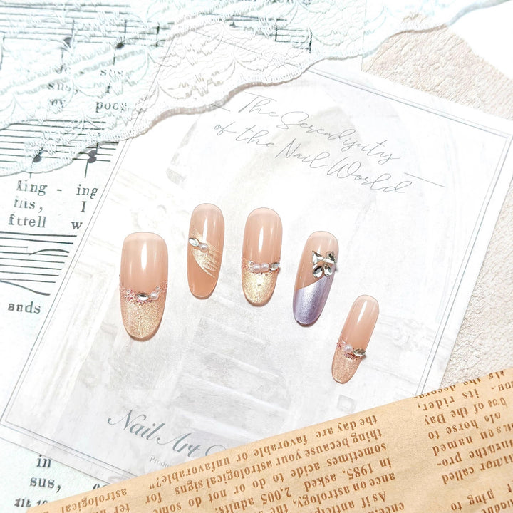 Glamorous Nail Set with Rhinestones Kalsten