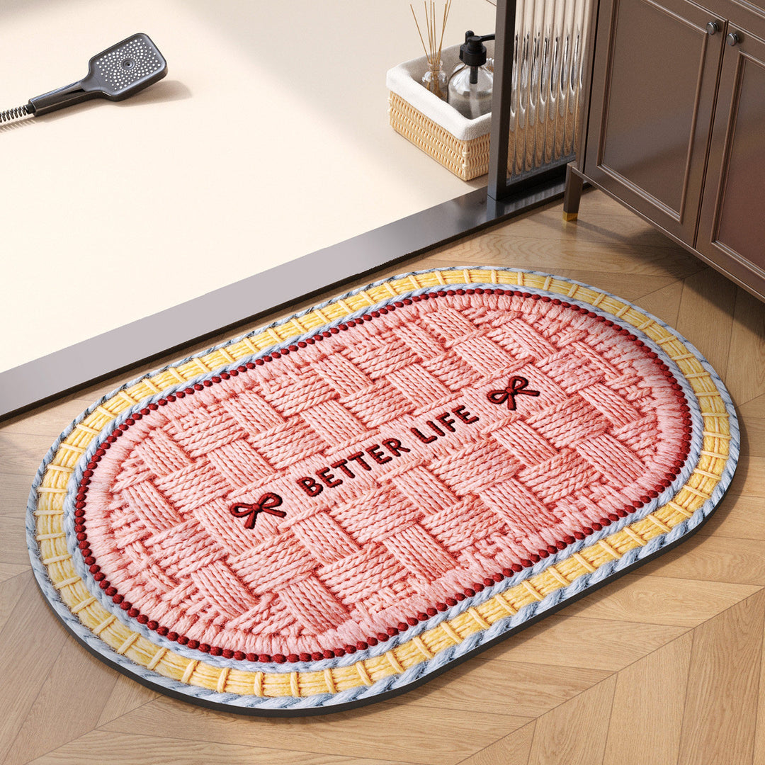 Decorative Heart-Themed Bath Mat