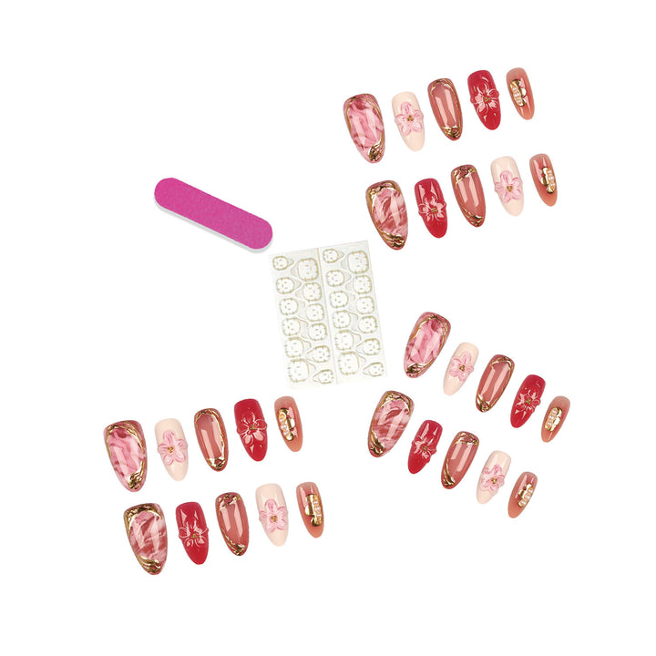 Floral Accent Press-On Nail Design