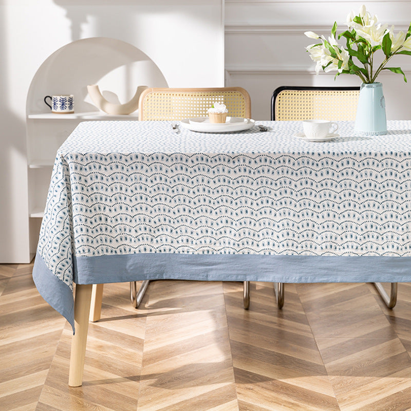 Cotton tablecloth with graphic all-over pattern and contrasting hem edge Kalsten