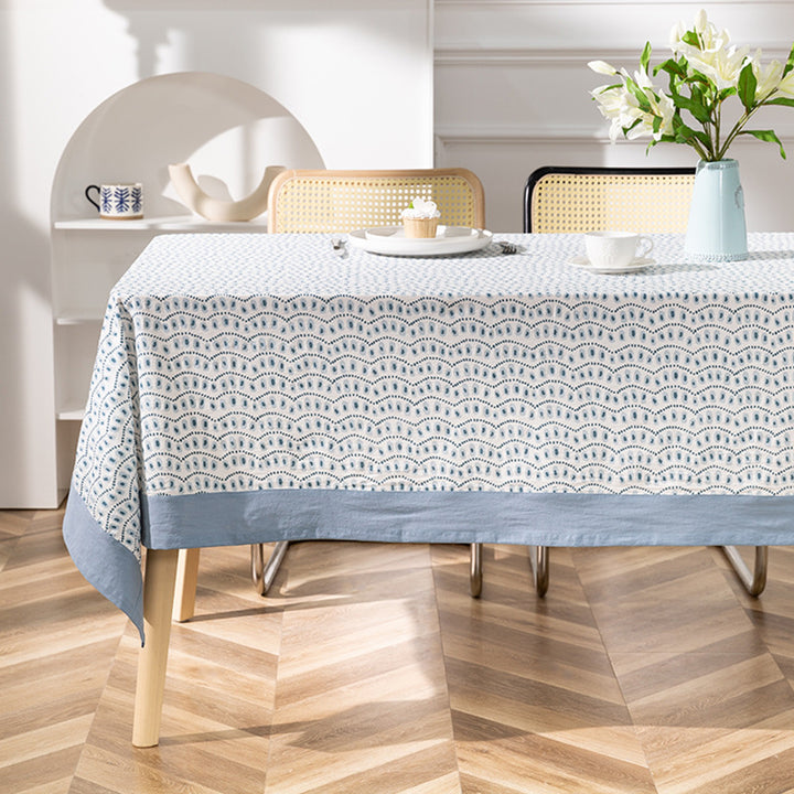 Cotton tablecloth with graphic all-over pattern and contrasting hem edge Kalsten