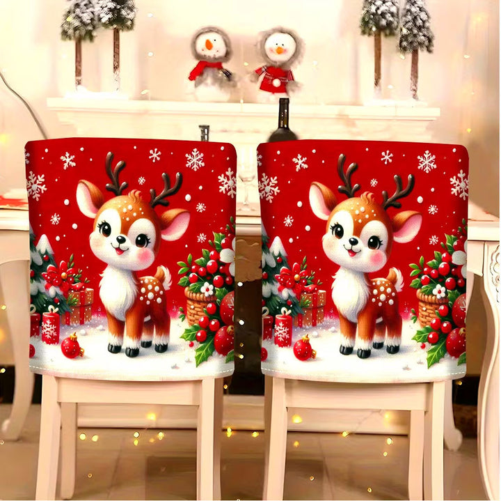 Chair back cover with elastic Halloween gnome and pumpkin design