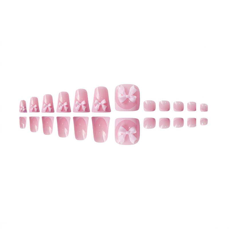 Decorative Press-On Nail Art with Bow Accents Kalsten