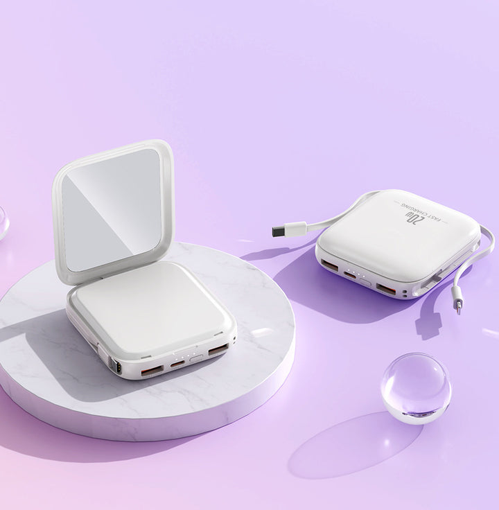 Portable power bank with integrated mirror and multifunctional charging cable Kalsten