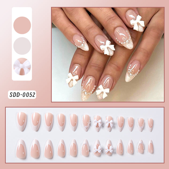 Decorative Press-On Nail Tips with Bow Accents Kalsten