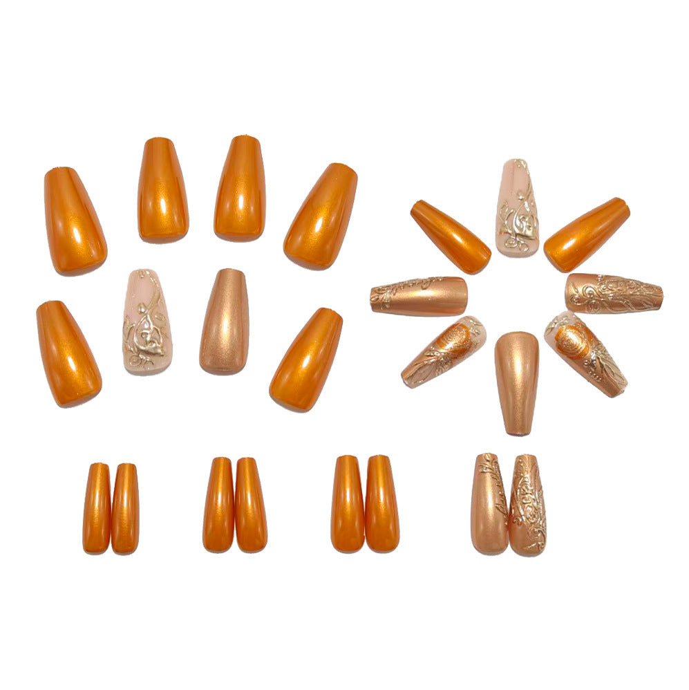 Elegant artificial nails with glitter and flower accents Kalsten