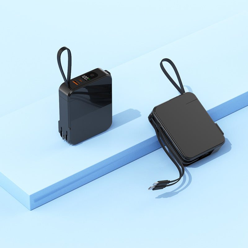 Portable power bank with retractable charging cable and digital display Kalsten