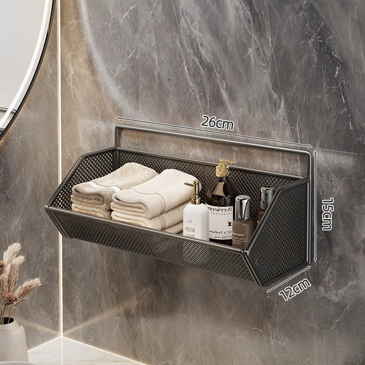 Wall-Mounted Mesh Bathroom Organizer Shelf