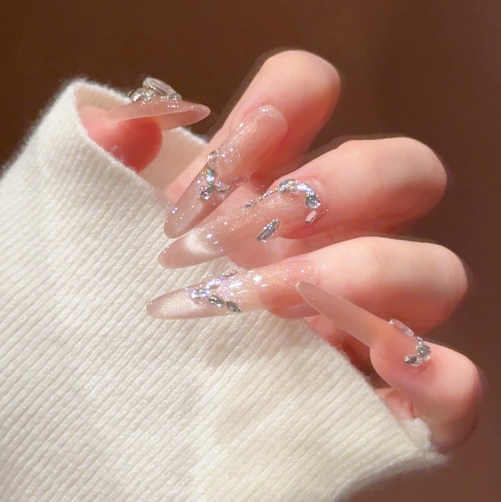 Luxury Rhinestone-Accented Stiletto Press-On Nails Kalsten