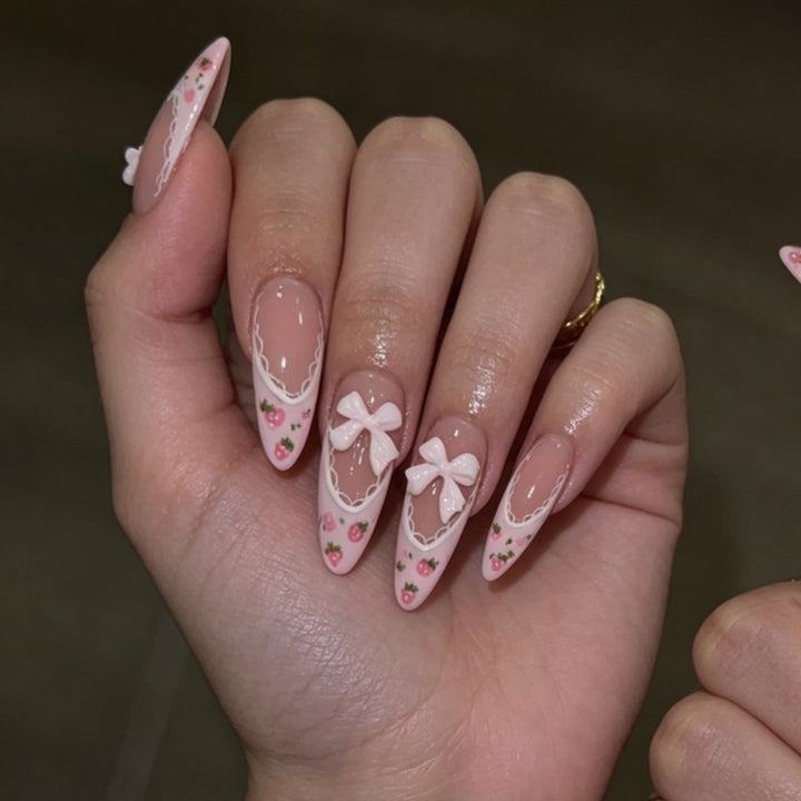 Artificial nails with romantic floral and ribbon motifs Kalsten
