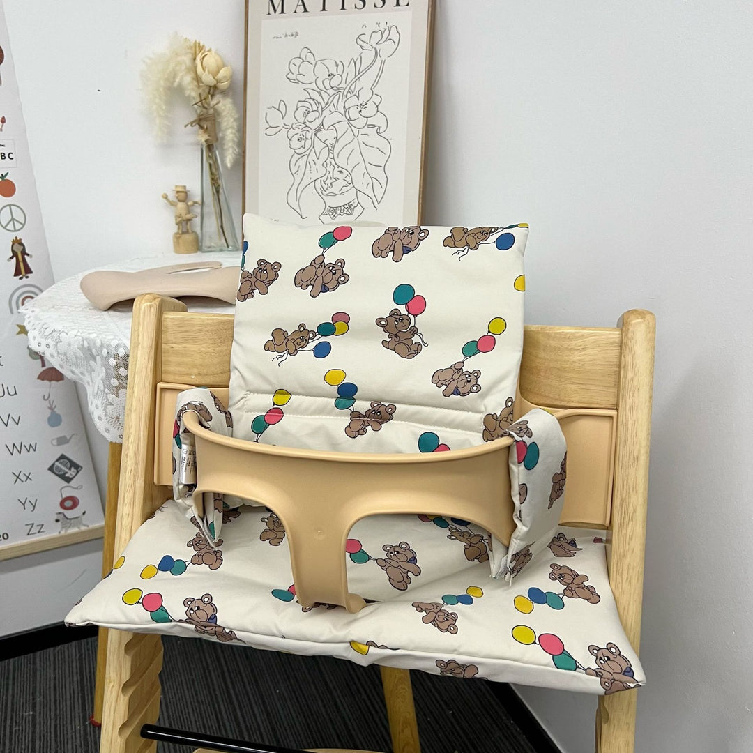 Padded High Chair Seat Liner Cushion with Removable Washable Cover and Safety Harness Slots