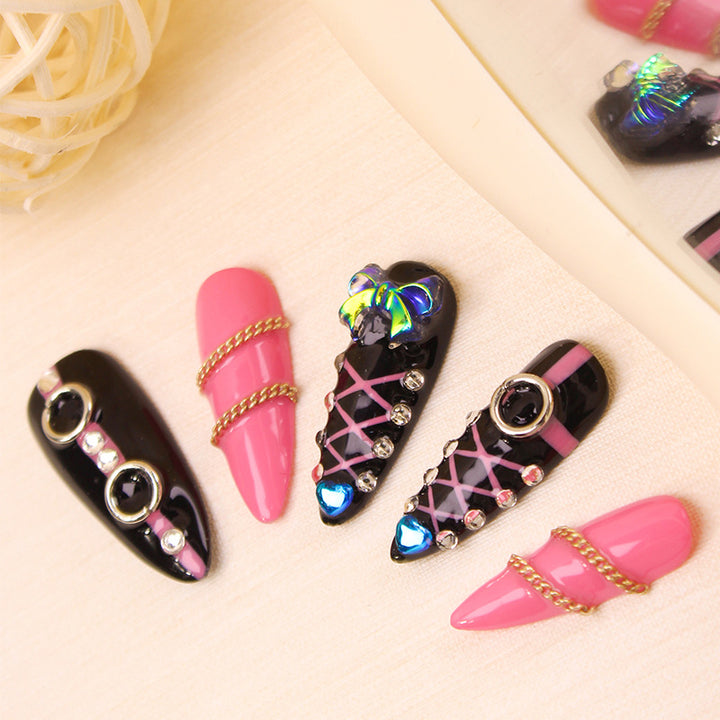 Acrylic nail set with glamorous accents and creative designs Kalsten