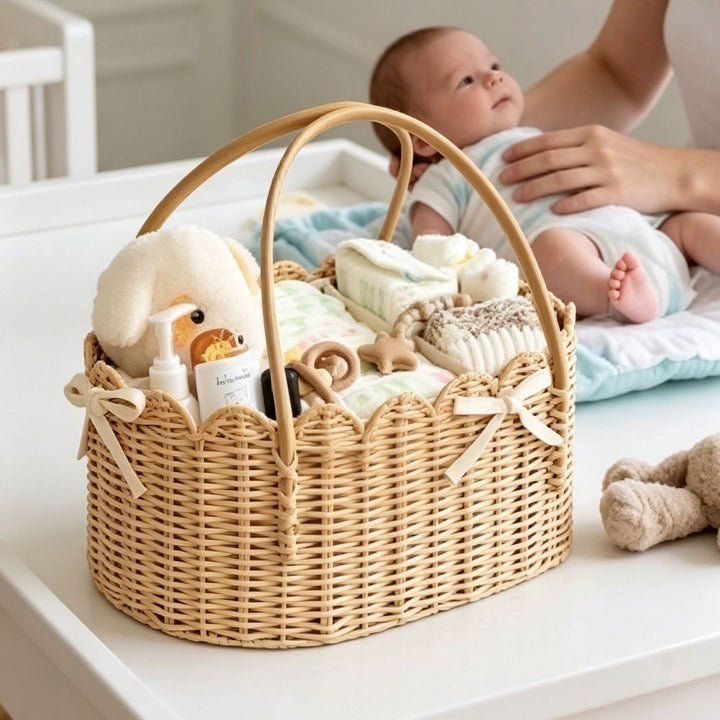 Decorative Woven Storage Basket with Scalloped Edges Kalsten
