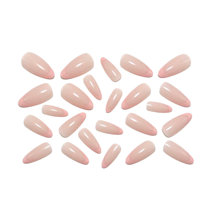 Elegant Stiletto Fake Nails with Filigree French Tip Design Kalsten