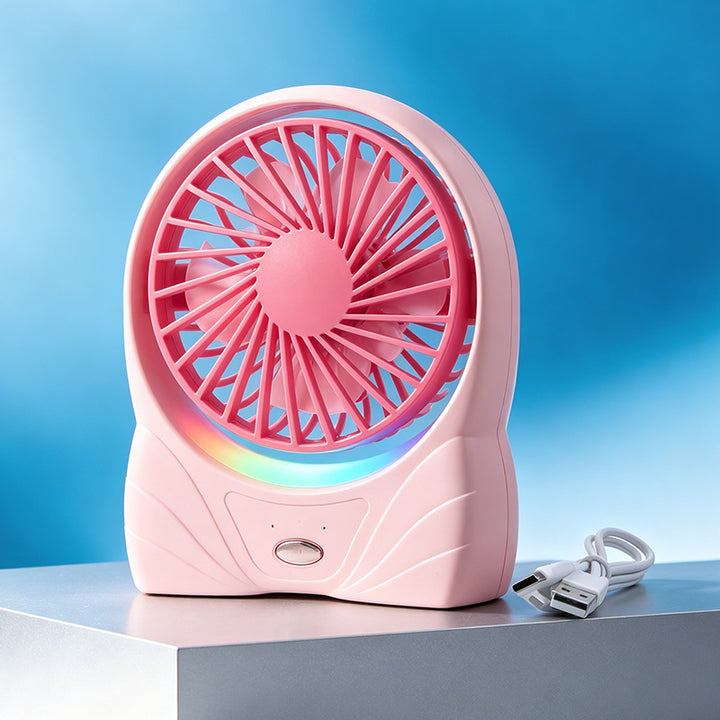 Portable USB Table Fan with LED Lighting and Flexible Tilt Angle Kalsten