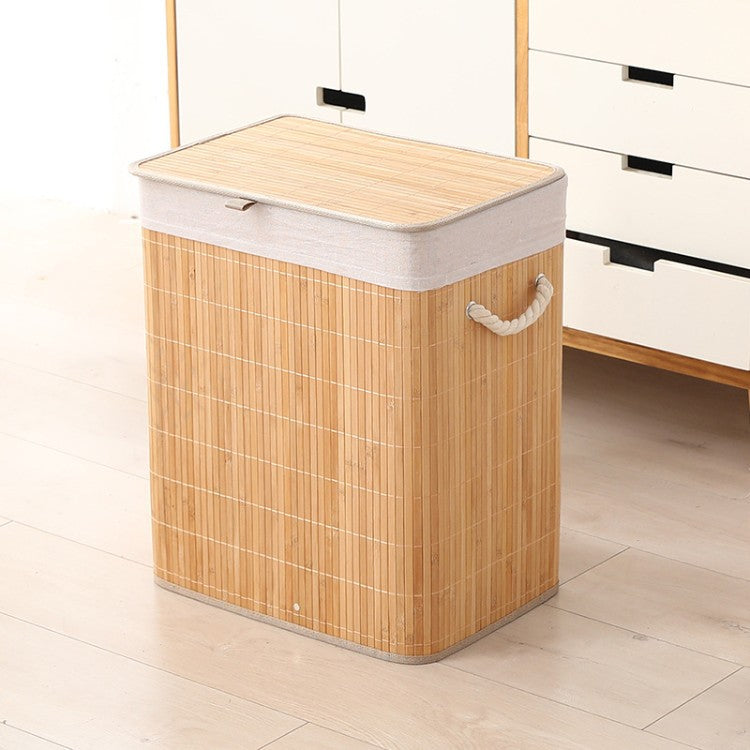 Premium laundry basket with dividers and handcrafted bamboo frame Kalsten