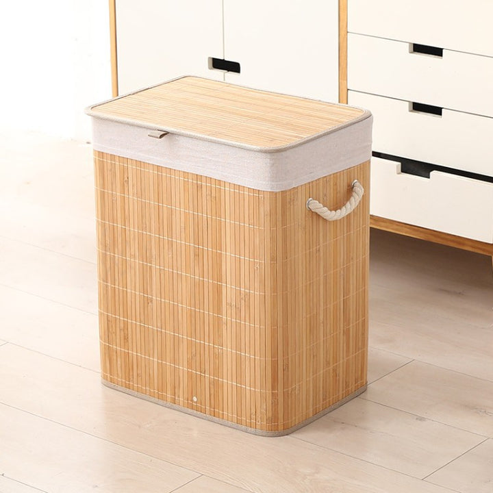 Premium laundry basket with dividers and handcrafted bamboo frame Kalsten