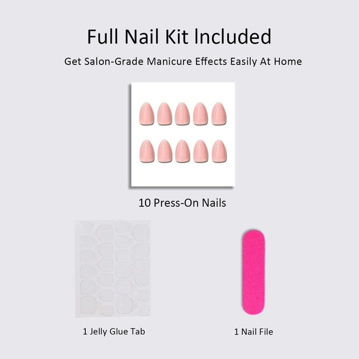Artificial nail set with floral accents and delicate glitter effect Kalsten