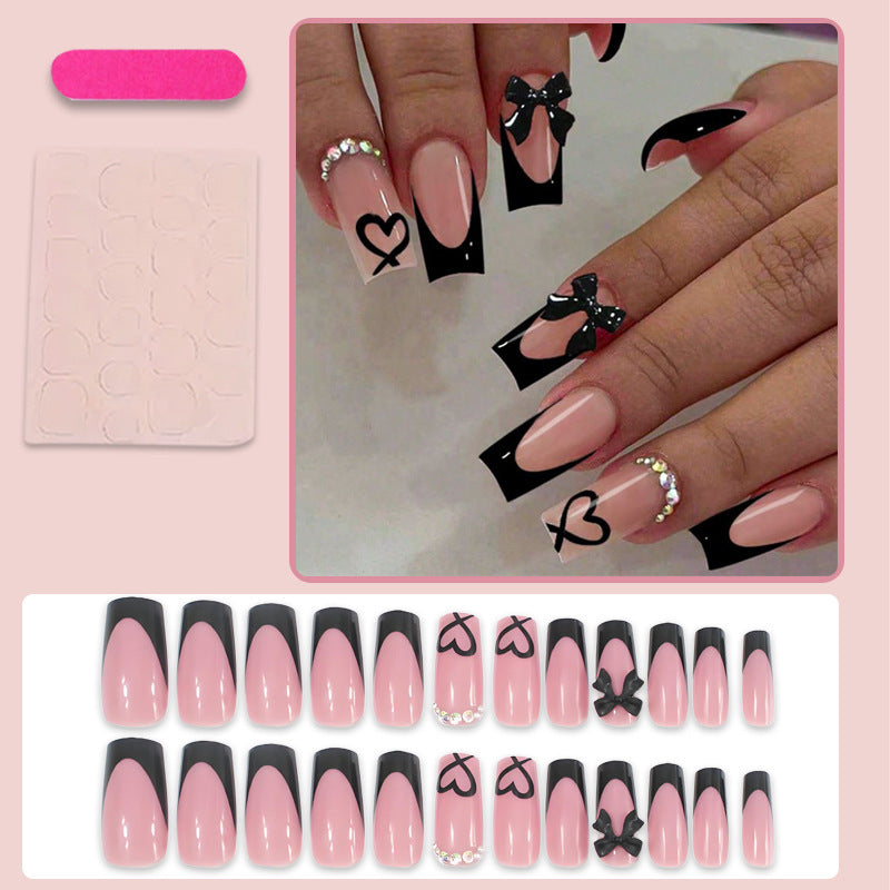 Artificials Nails Set with Elegant Bow and Heart Designs Kalsten