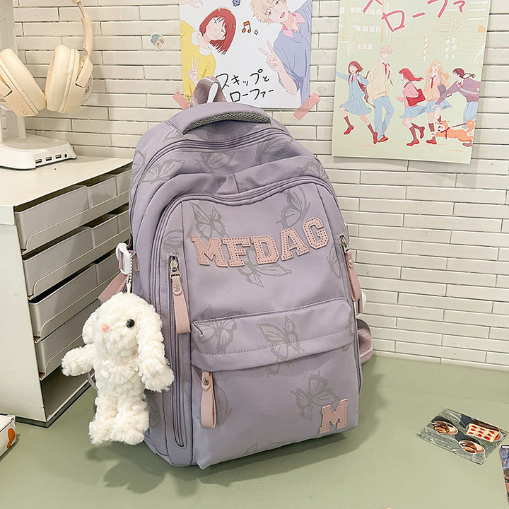 Butterfly-Embellished Multi-Pocket Backpack