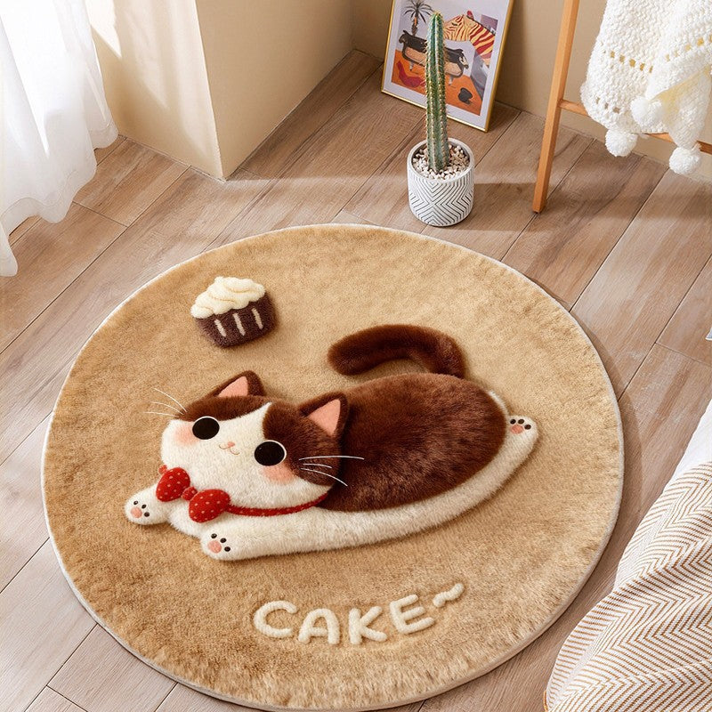 Cat-Themed Round Area Rug