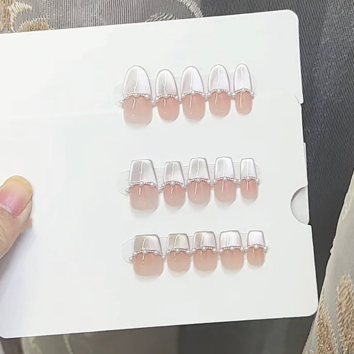 Elegant Press-On Nail Set with Pearl Accents Kalsten