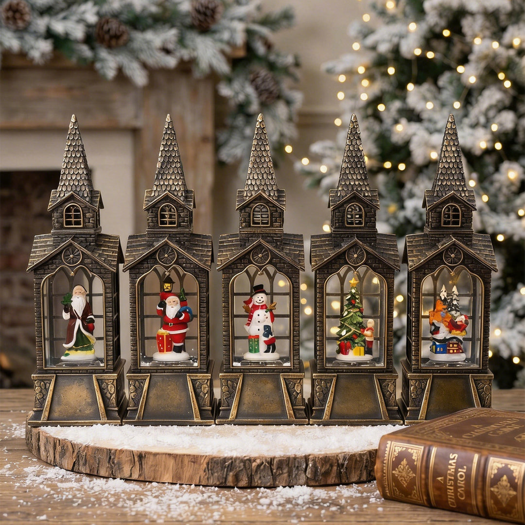 Nostalgic Christmas lantern with illuminated snowman scene Kalsten