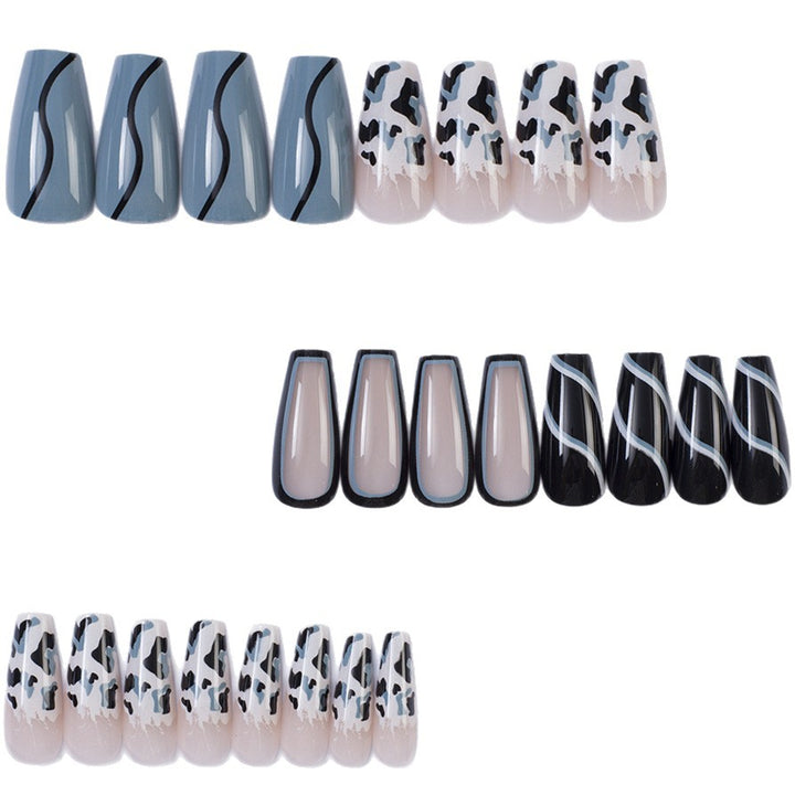 Artificial nails with modern black and white pattern Kalsten