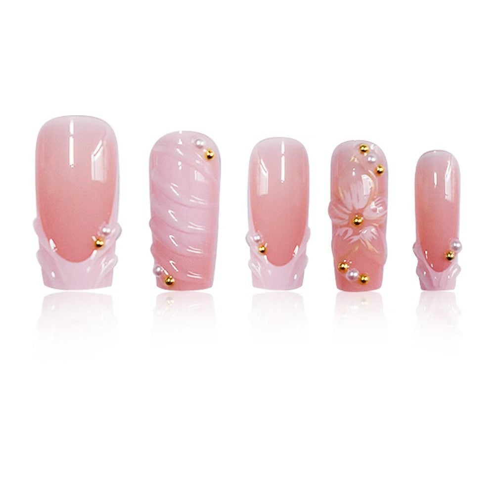 Decorative Press-On Nail Art Set with Rhinestone Accents Kalsten