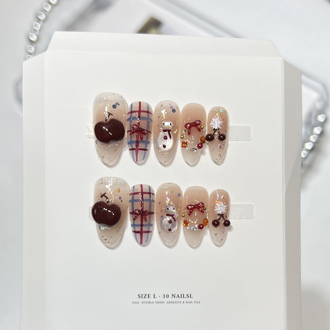 Glittery Press-On Nail Art Set with Snowflake Design Kalsten