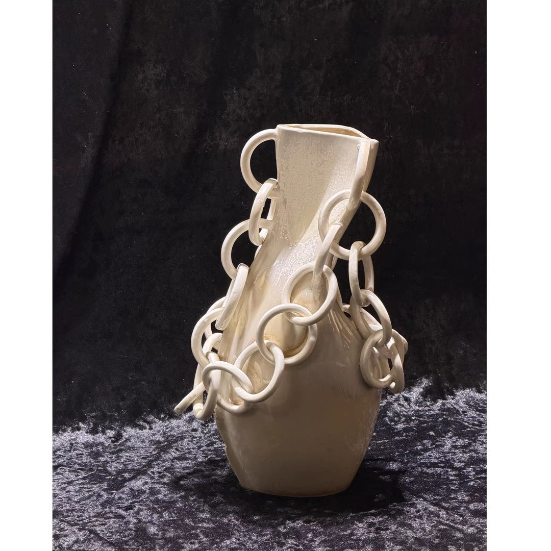 Artistic Chain-Linked Ceramic Vase