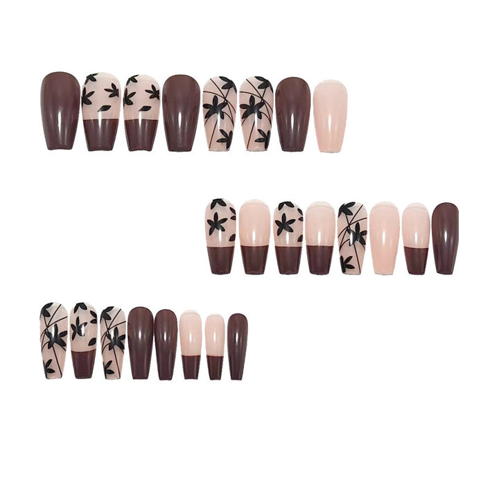 Artificial Nails in Elegant Design with Flower Motif and Gloss Finish Kalsten