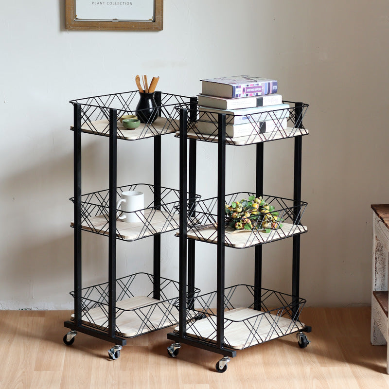 Modern rolling cart with three shelves and wheels Kalsten