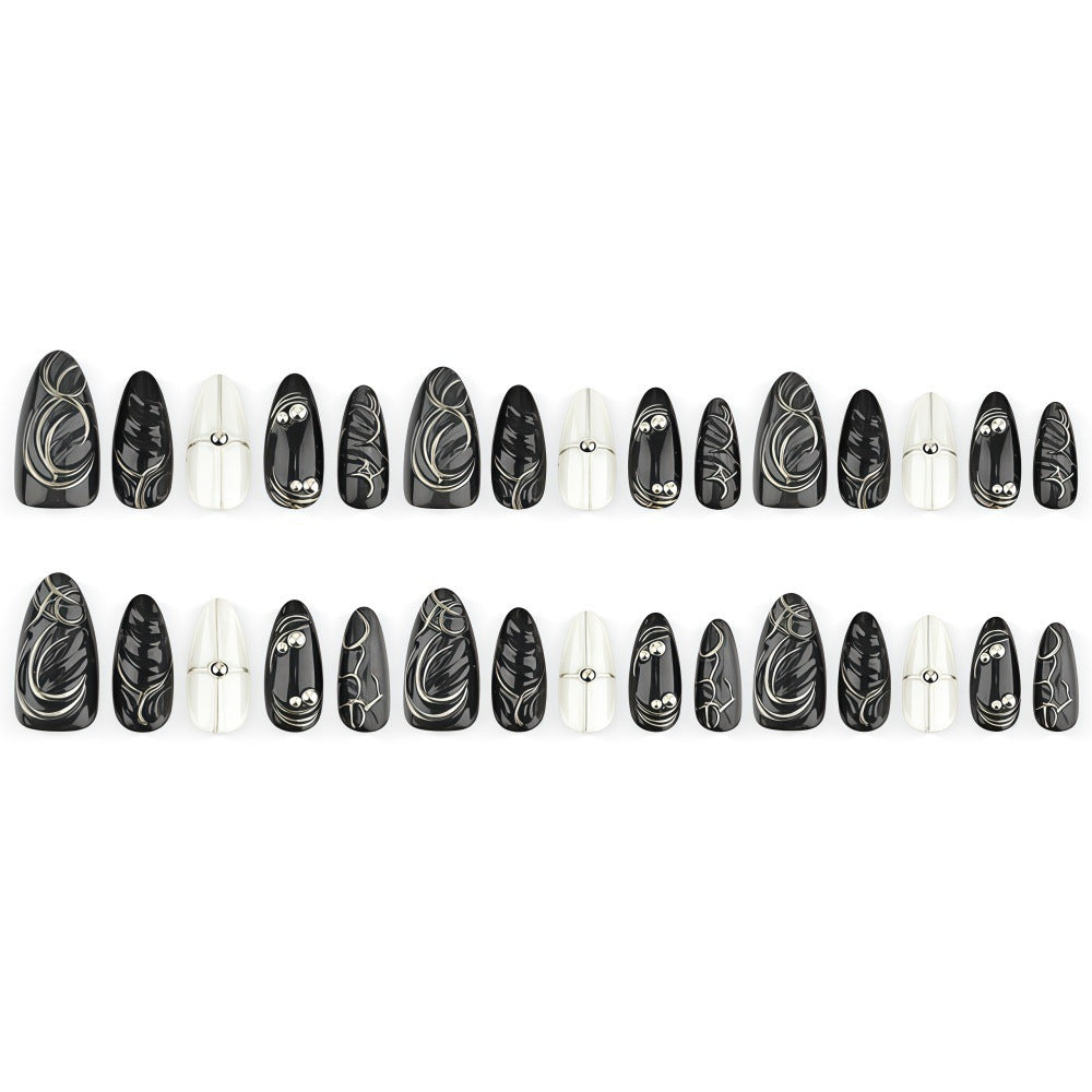 Acrylic Nail Set with Modern Design and Delicate Accents Kalsten