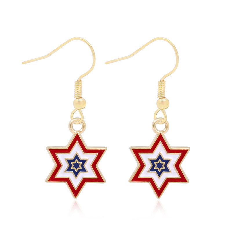 Women's long multi-layer star drop earrings with crystal embellishments and rhodium-plated alloy Kalsten