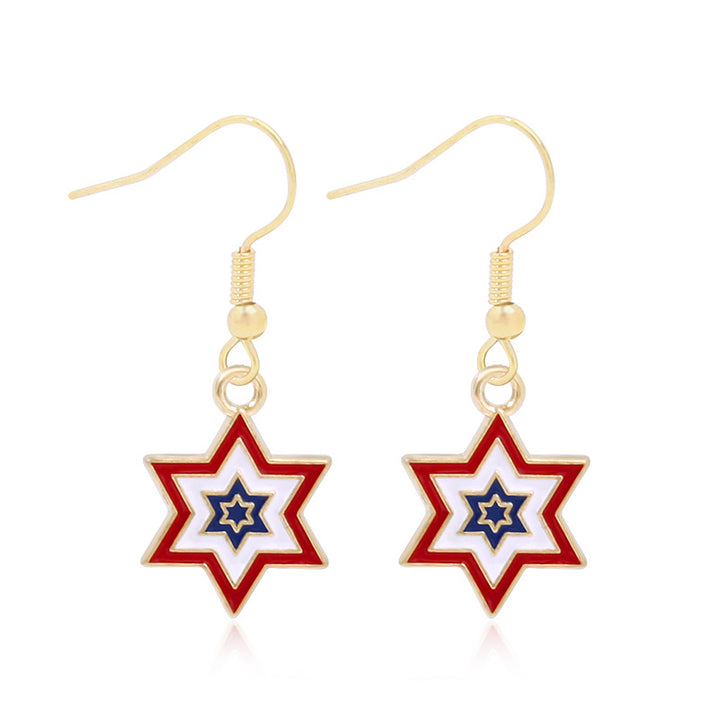 Women's long multi-layer star drop earrings with crystal embellishments and rhodium-plated alloy Kalsten