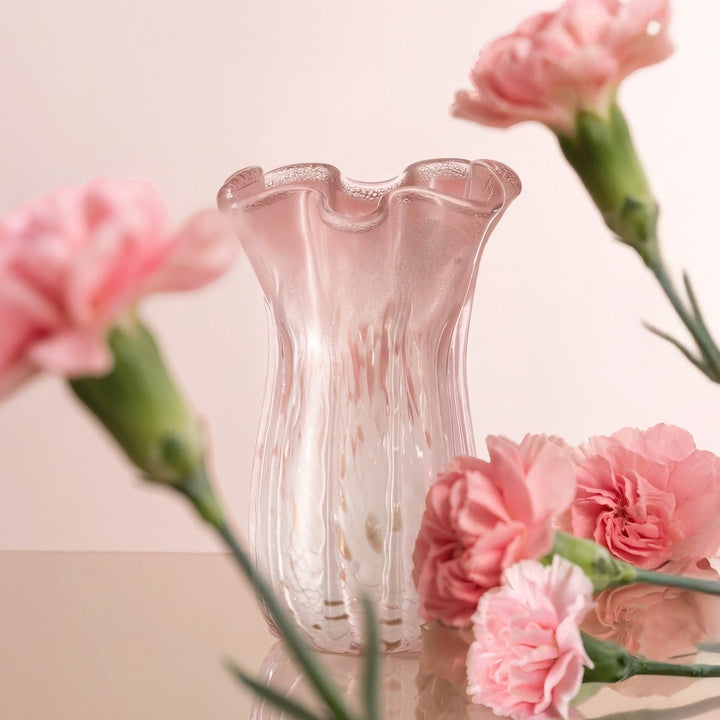 Sculptural Rippled Art Glass Decorative Vase Kalsten