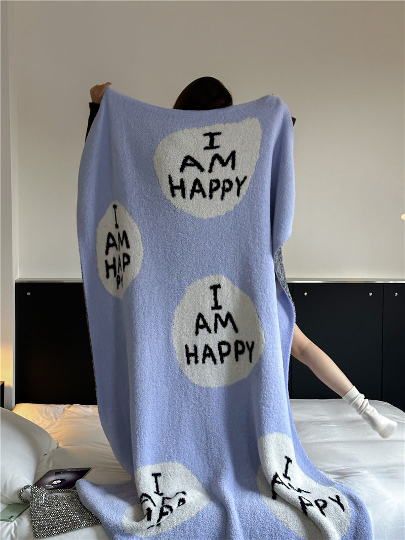Cuddle blanket with large lettering motif and soft bouclé fabric