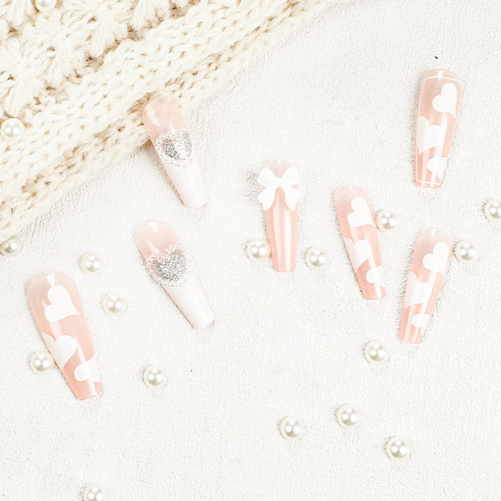 Artificial nail extensions with elegant floral design Kalsten